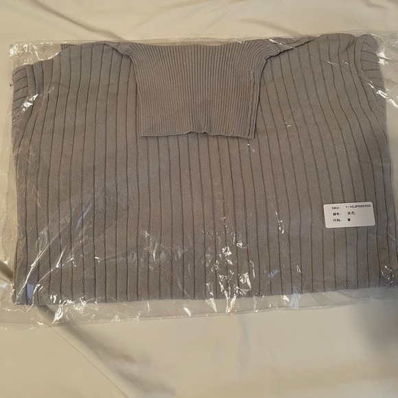 Gray Ribbed Slim Fit Turtle Neck - Picture 3 of 3